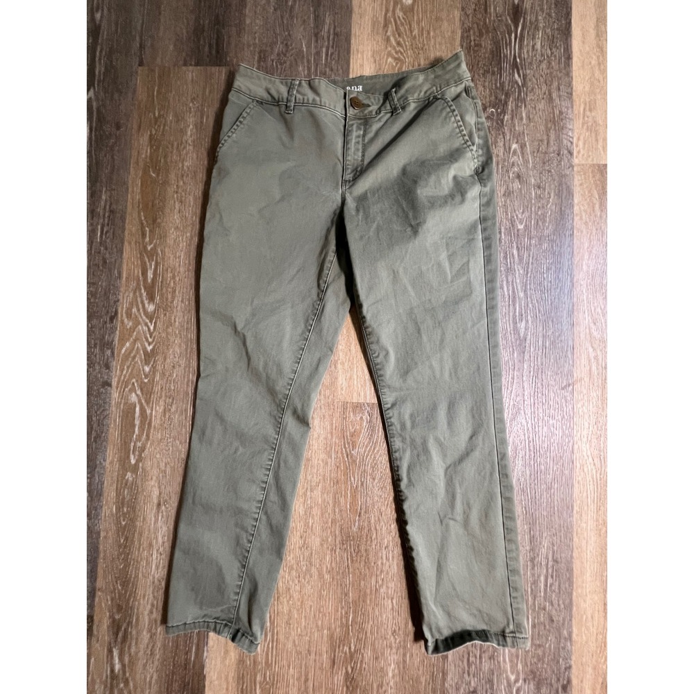 a.n.a Skinny Ankle Pants Women 6 Olive Green Cotton Stretch Mid Rise Chino 3483